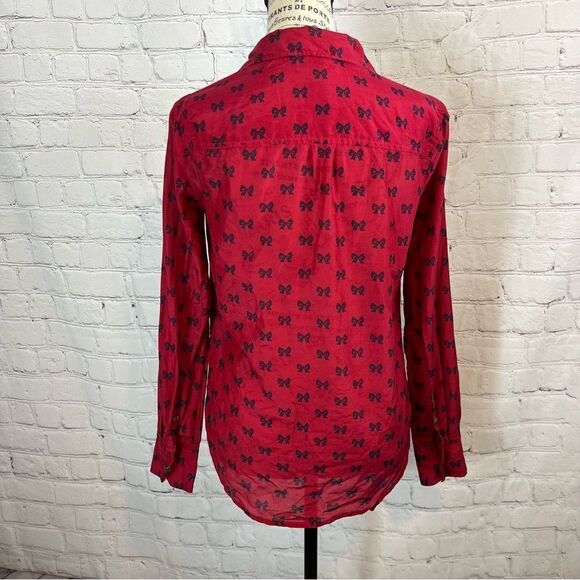 J Crew Boy popover in bows size 0 silk blend - Picture 4 of 10